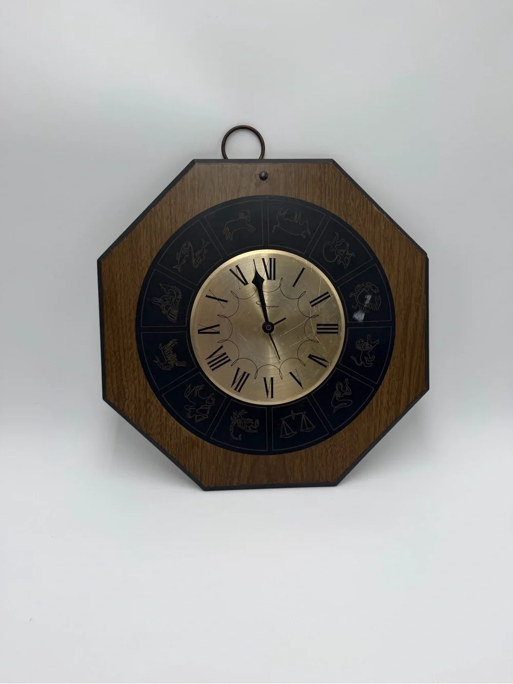 Vintage Ingraham Zodiac Wall Clock: 1960s Mid Century Astrological Decor SEE DES